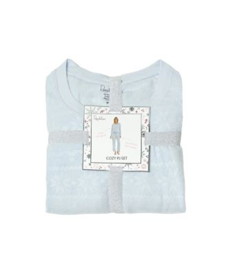 Women's 2-Piece Printed Long-Sleeve Top and Straight Leg Pants Set