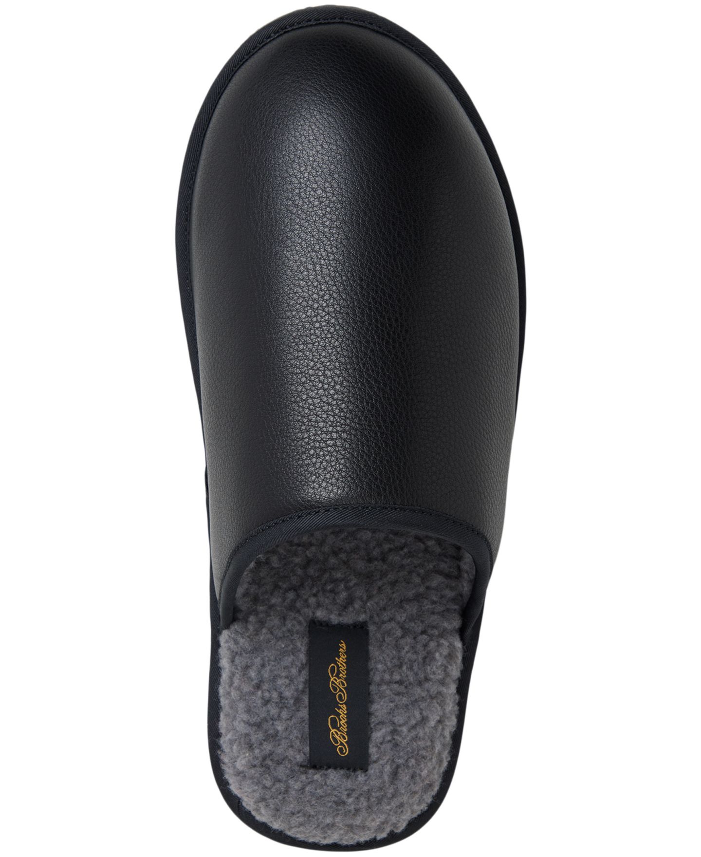 Мужские тапочки Brooks Brothers Round Toe Leather Slippers, цвет: Чёрный — фото 4