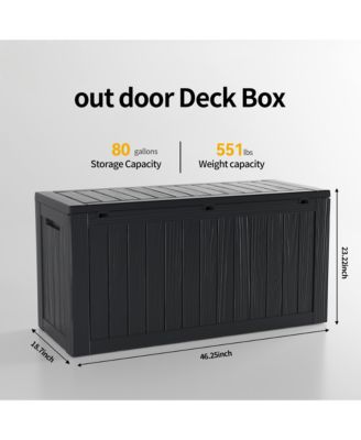 90 Gallon Patio Waterproof Resin Deck Box Lockable Outdoor Storage Garden Tools