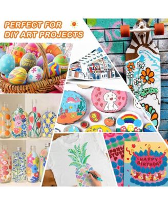 12 Colors Dual Tip Acrylic Marker Pens, Waterproof Drawing Pens for Wood, Rock Painting, Ceramic Surfaces, Pumpkin Painting Kit DIY Crafts