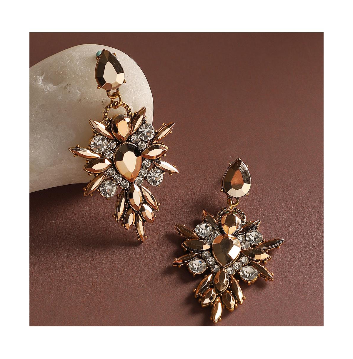 Sohi Crystal Drop Earrings In Gold