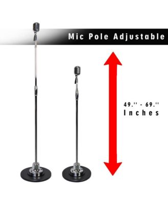 Classic Retro Vintage Style Microphone & Swing Stand, Silver Style