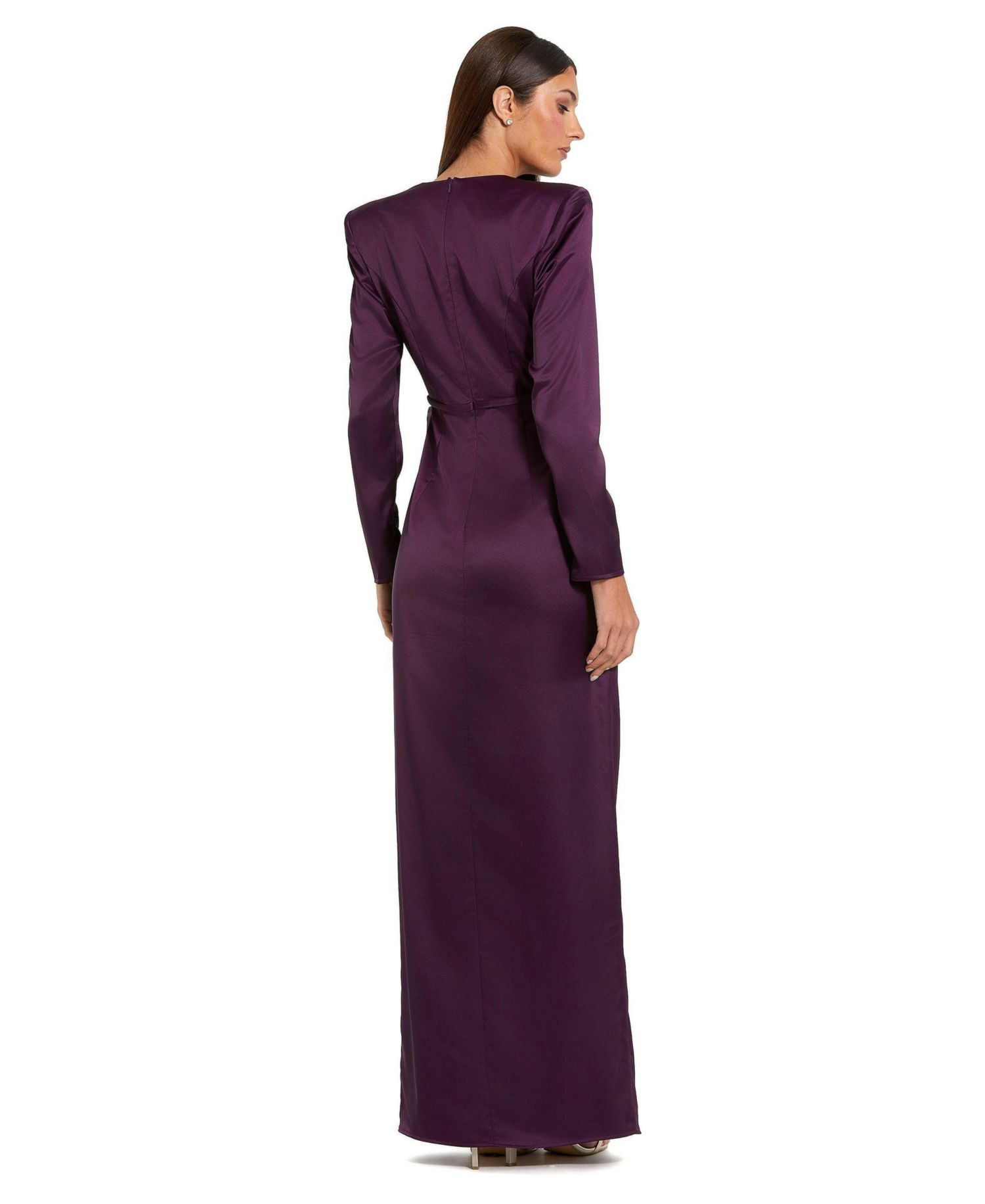 Women's Long Sleeve Structured Bow Draped Column Gown
