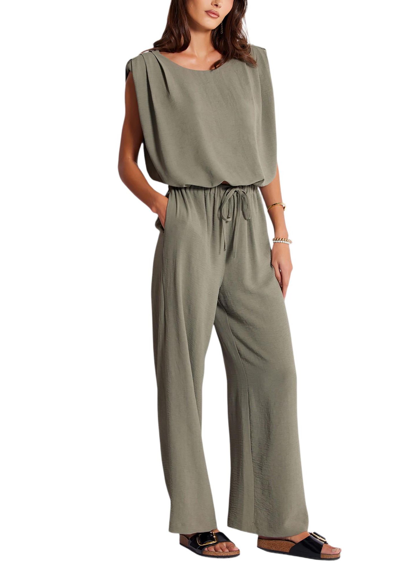 Женские брюки Bishop + Young Serafina Olive Drawstring, цвет: Оливковый — фото 1