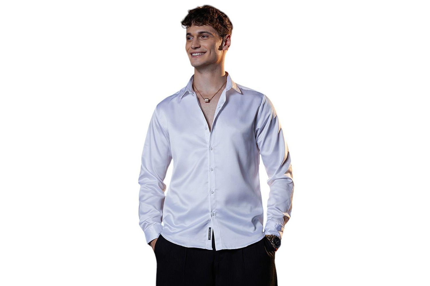 Men's Chalk White Satin Lustre Shirt