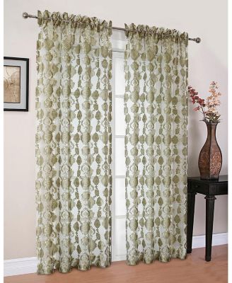 Moroccan Accents by 1 Piece Rod Pocket Clipped Elegant Sheer Curtain Panel - Beige