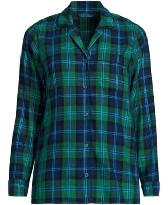 Plus Size Long Sleeve Print Flannel Pajama Top