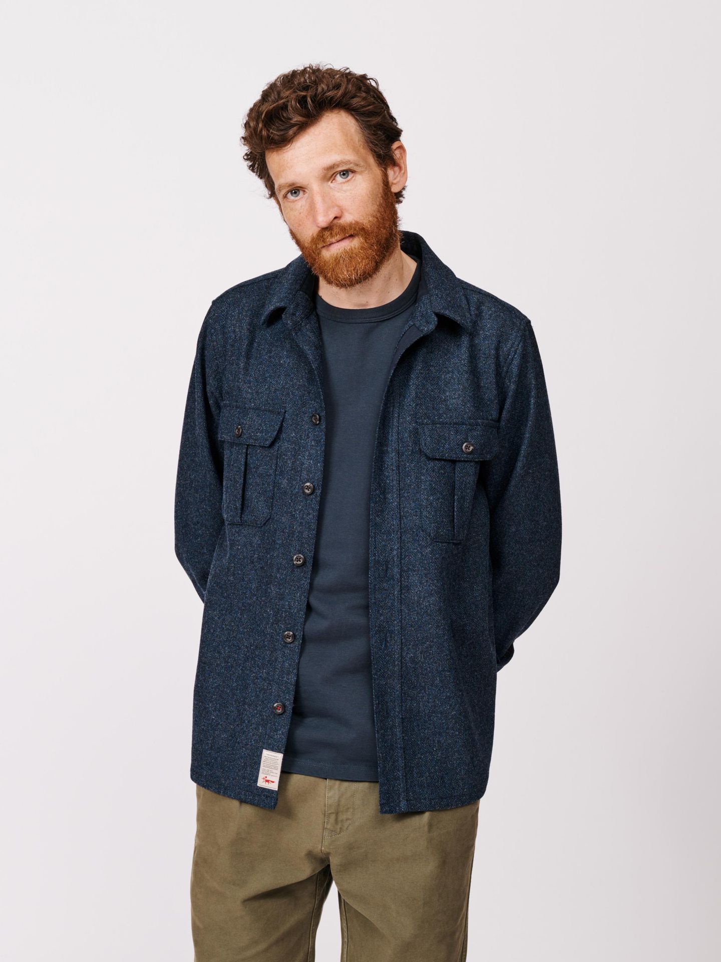 Мужская рубашка Aubin Ravendale Wool, цвет: Тёмно-синий — фото 3