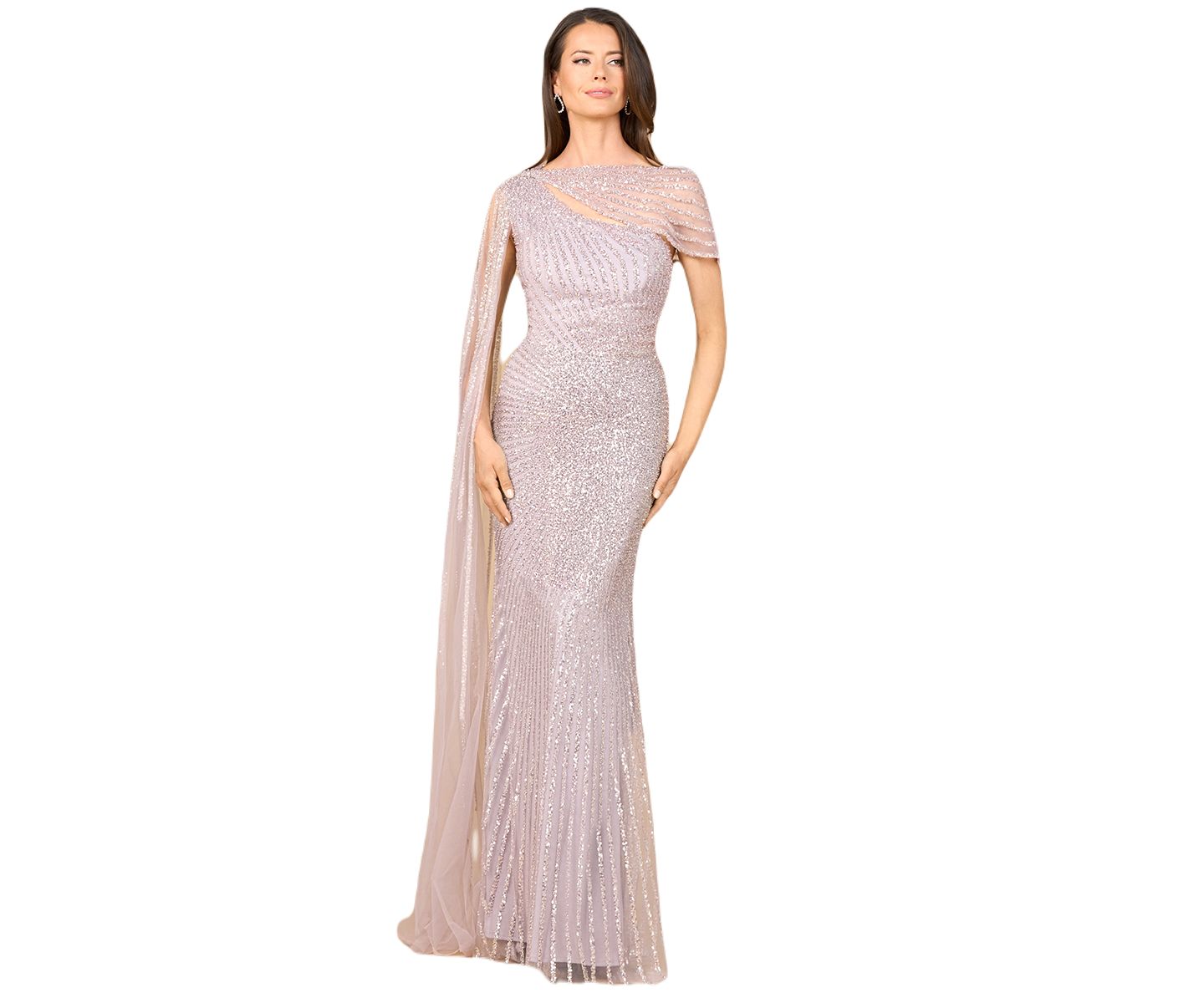 Женские платья Lara One Shoulder Fitted Gown with Cape Sleeve, цвет: Пыльный фиолетовый — фото 1