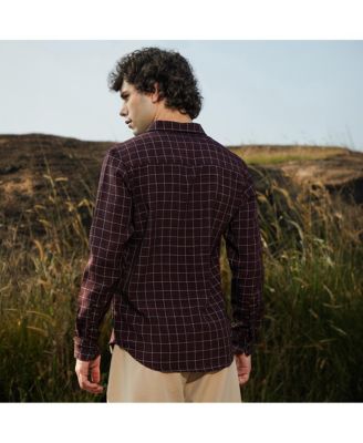 Men's Mocha Brown Graph-Check Shirt