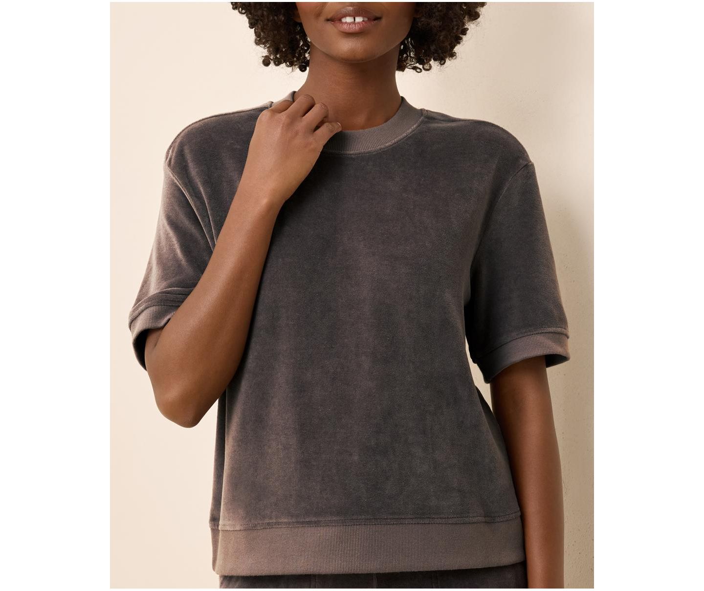 Женская футболка Pact Organic Cotton Velour, цвет: Графитовый — фото 3