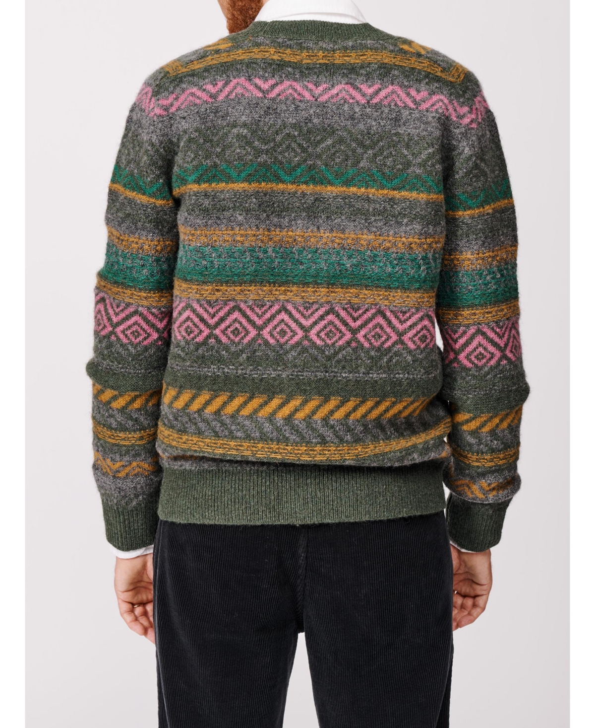 Aubin Men's Fair Isle Wool Cardigan
