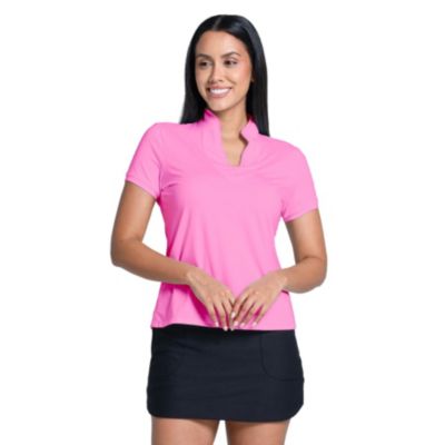 Women's Pleated Placket Short Sleeve Golf Polo