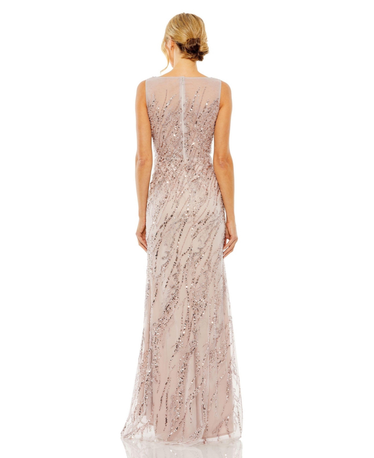 Mac Duggal Women's Sleeveless High Neck Sequin Beaded Gown