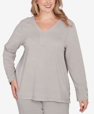 Plus Size Luxe Rib V-Neck Button Accent Knit Top