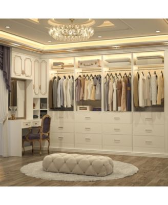 Freestanding 2FT Closet System with 3 Wooden Drawers, 24'' Closet Organizer System with Hanging Rod & Shelves