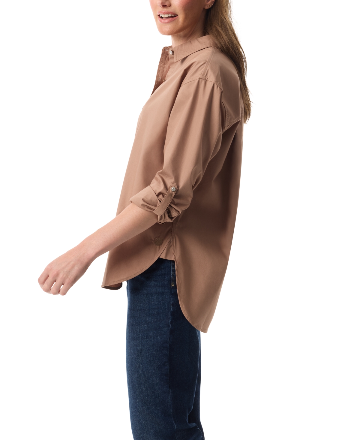 Gloria Vanderbilt Women's Eco Flex Comfort Button-up Shirt In Brown