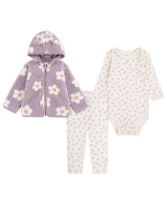 Huggies - Baby Girl 3-Piece Floral Jacket, Bodysuit and Pants Set