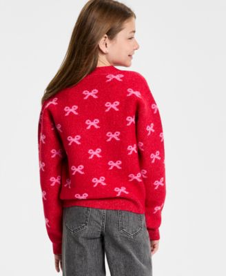 Girls' 5-20 Bow Pattern Long-Sleeve Cardigan, Macy's Exclusive