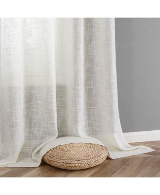 2 Pack Lux Thread Premium Woven Grommet Top Sheer Curtain Panels - Beige