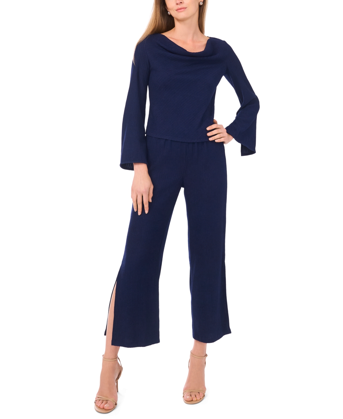 Sam & Jess Petite Pull-on Wide Leg Pants In Blue