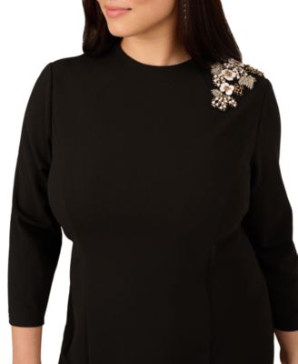 Plus Size 3D Floral Detail Midi Dress