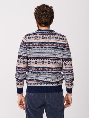 Men's Fair Isle Crew Neck Wool Sweater