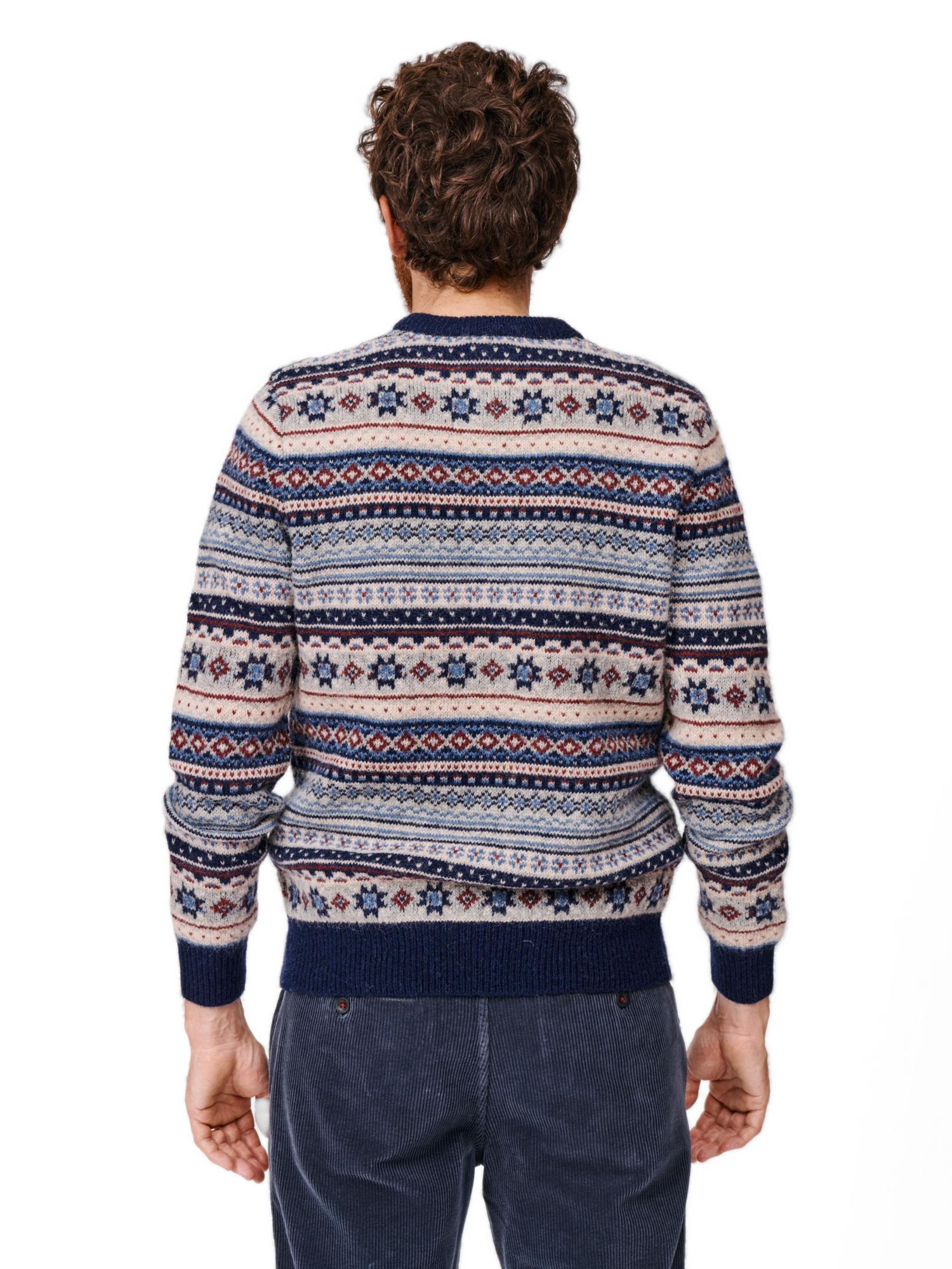 Men's Fair Isle Crew Neck Wool Sweater