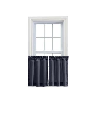 Ellis Stacey 1.5" Rod Pocket High Quality Fabric Solid Color Window Tailored Tier Pair 56"x45" Navy