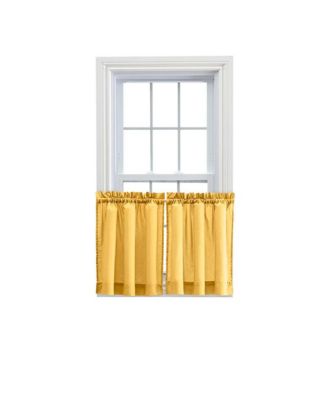 Ellis Stacey 1.5" Rod Pocket High Quality Fabric Solid Color Window Tailored Tier Pair 56"x24" Yellow