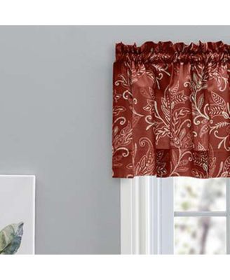 Lexington Leaf Pattern on Colored Ground Tailored Valance 58"x15" Brick