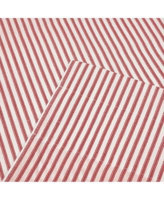 Plaza Classic Ticking Stripe Printed 3" Rod Pocket Double Layer Bradford Valance 58" x 15" Brick