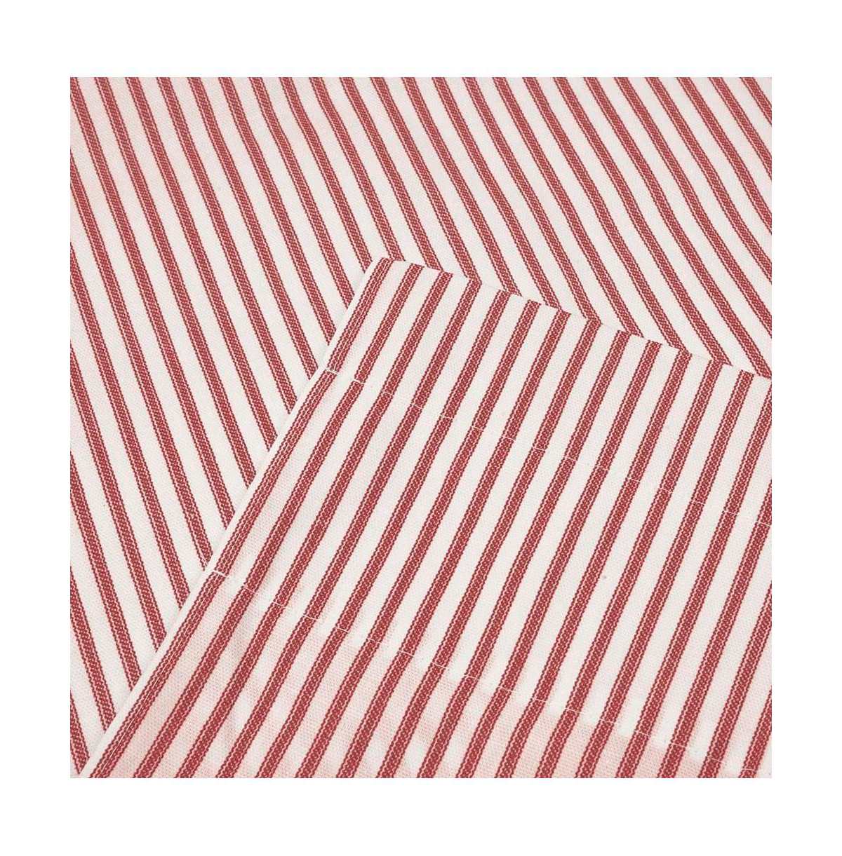 Ellis Curtain Plaza Classic Ticking Stripe Printed 3" Rod Pocket Double Layer Bradford Valance 58" x 15" Brick