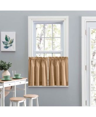 Ellis Lisa Solid Color Poly Cotton Add Touch of Color to Room 1.5" Rod Pocket Duck Fabric Tailored Tiers Tan
