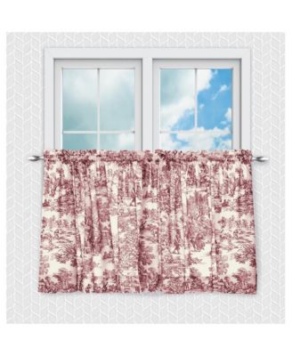 Victoria Park Toile Room Darkening Rod Pocket Window Curtain Panel - 68 x 84, Red