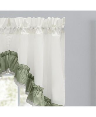 Madelyn Ruflled Victorian 1.5" Rod Pocket Swag for Windows Lace Edge 82" x 38" Sage