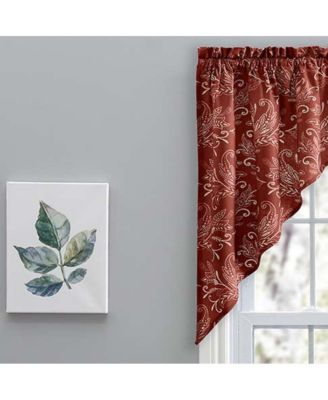 Lexington Leaf Pattern on Colored Ground Tailored Swags 56"x36" Brick