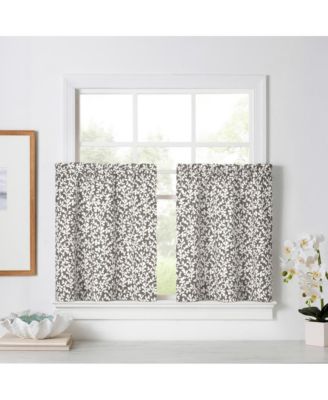 Sea Tumble Window Treatment 1.5" Rod Pocket 100% Cotton Curtain Tiers 50" x 24" Grey