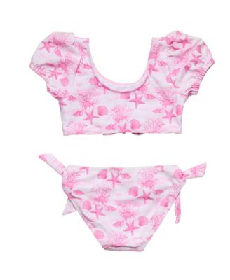 Little Girls Pink Lagoon Puff Sleeve Bikini