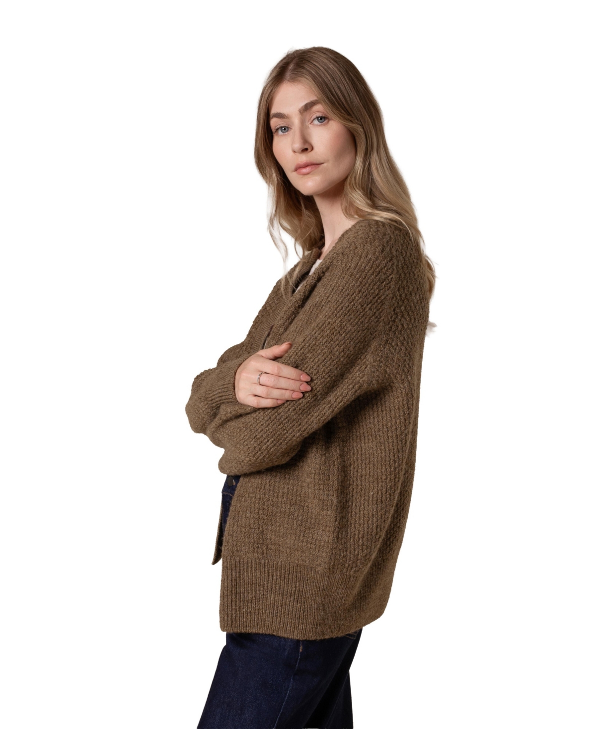 Celtic & Co. Women's British Wool Moss Stitch Cardigan Sweater