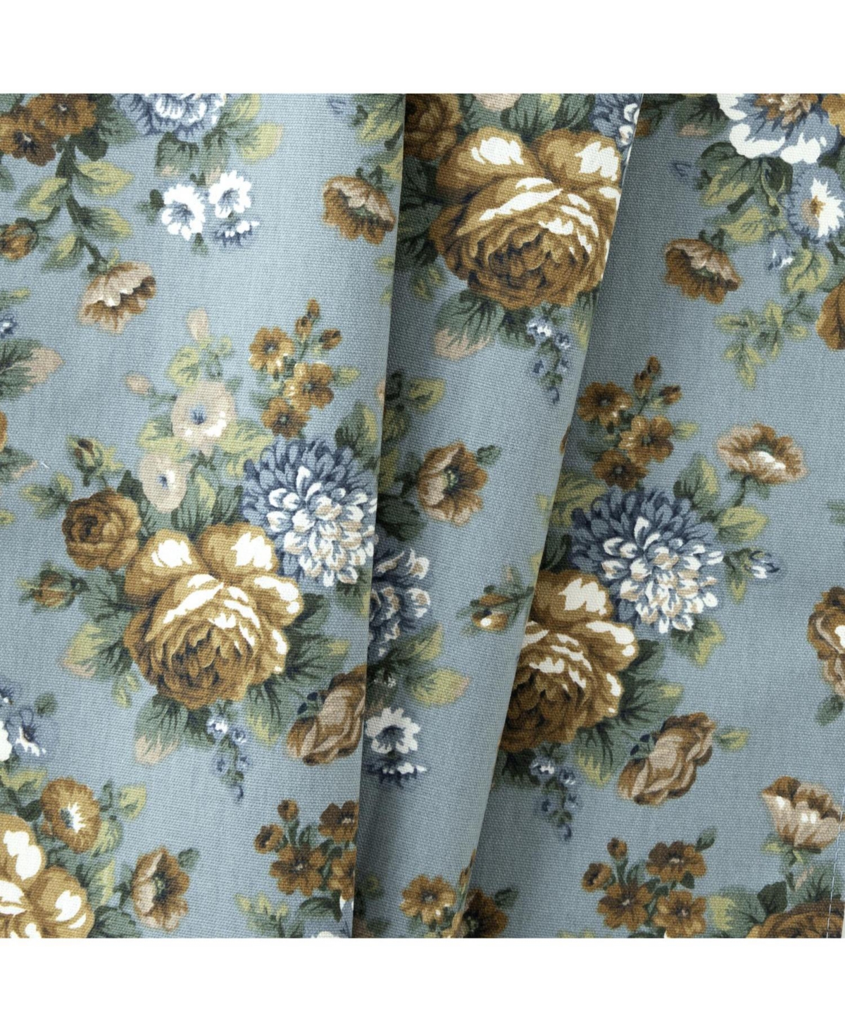 Ellis Bella Rose Stylish Medium Scale Printed Floral Pattern 1.5" Rod Pocket Tier 56"x24" Wedge
