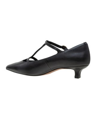 CELIA Women's Pointed toe T-Strap Kitten Heel Pump
