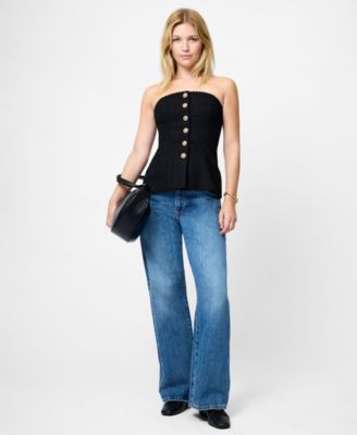 Women's Structured Tweed Strapless Top