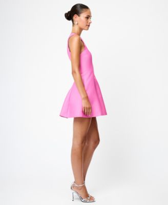 Women's Taffeta Round Neck Mini Dress