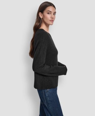 Women's Metallic Crewneck Long-Sleeve Sweater