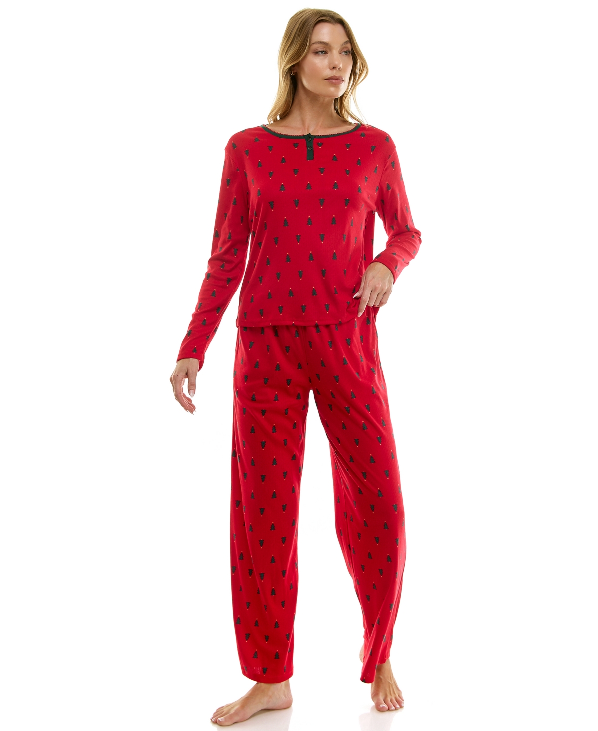 Roudelain Women's 2-Piece Printed Long-Sleeve Top and Pants Set