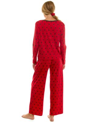 Women's 2-Piece Printed Pointelle Long-Sleeve Top and Pants Set