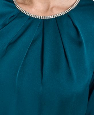 Women's 3/4-Sleeve Crewneck A-Line Dress