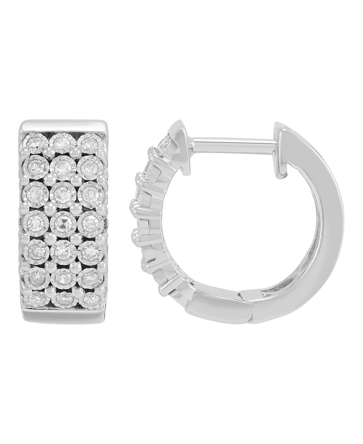 Macy's Diamond Hoop Earrings (1/4 Ct. T.w.) In Sterling Silver In Metallic