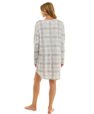 Women's Printed Long-Sleeve V-Neck Sleepshirt